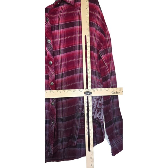 Harley-Davidson Flannel Ombre Plaid Logo Women's size Small Biker Shirt - Picture 2 of 8